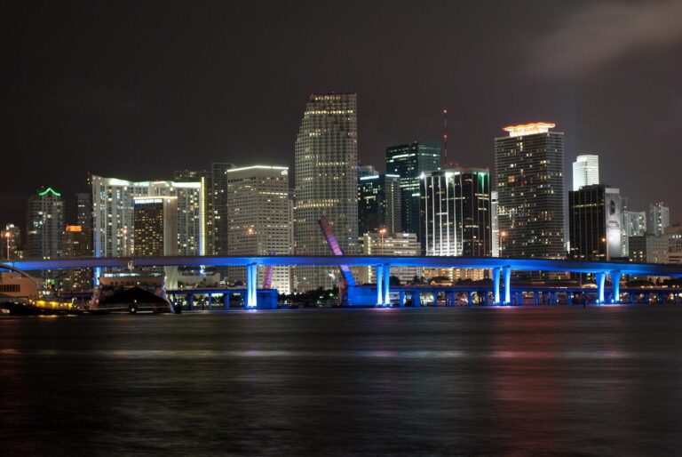 Miami city lights at night.